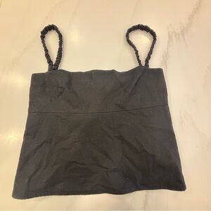 o.p.t anthropologie cropped Tank Top with Ruched Straps open back Black Small